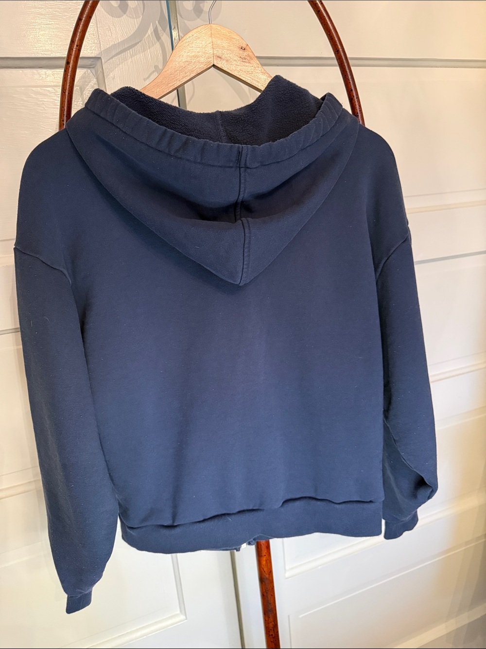Alo Yoga Navy Blue Cropped Full Zip Hoodie Sweatshirt Logo Athleisure - Picture 6 of 14